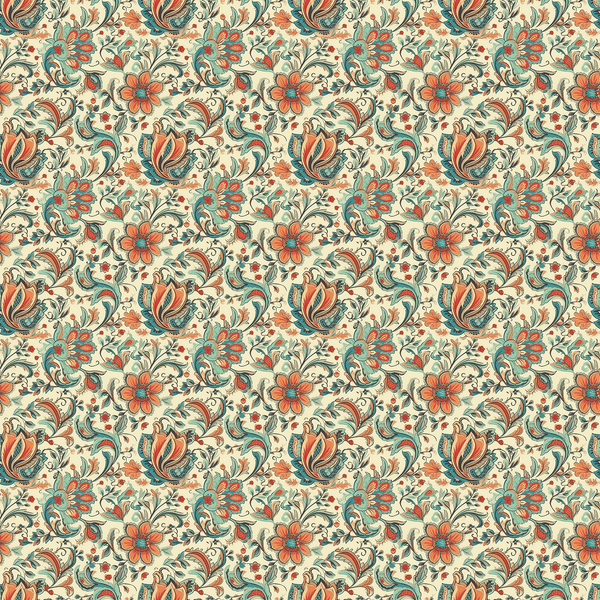 Bohemian Flowers Pattern 10 Fabric - ineedfabric.com