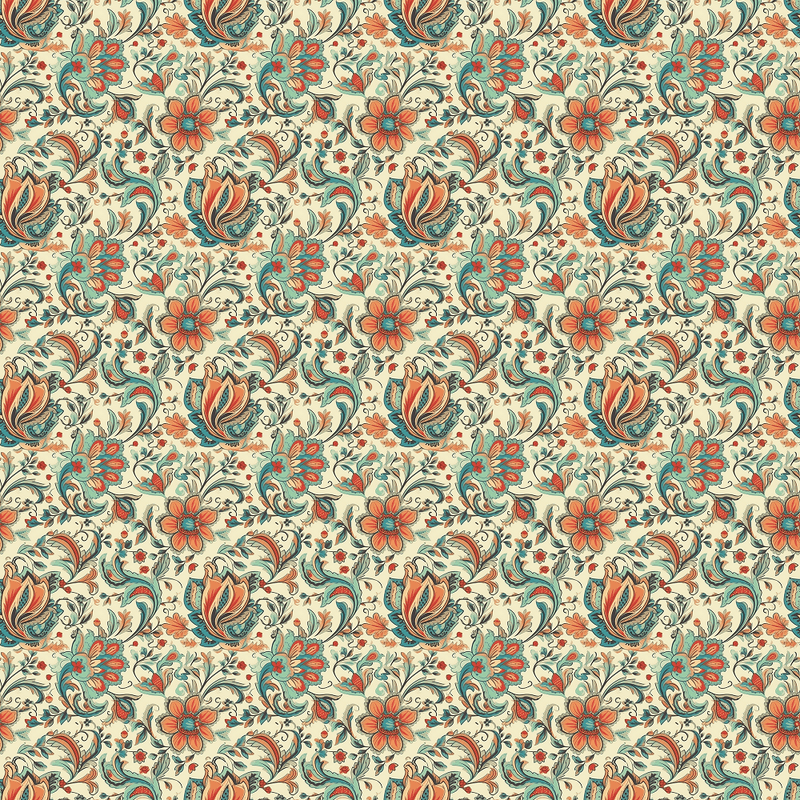 Bohemian Flowers Pattern 10 Fabric - ineedfabric.com