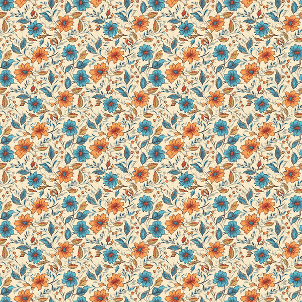 Bohemian Flowers Pattern 11 Fabric - ineedfabric.com