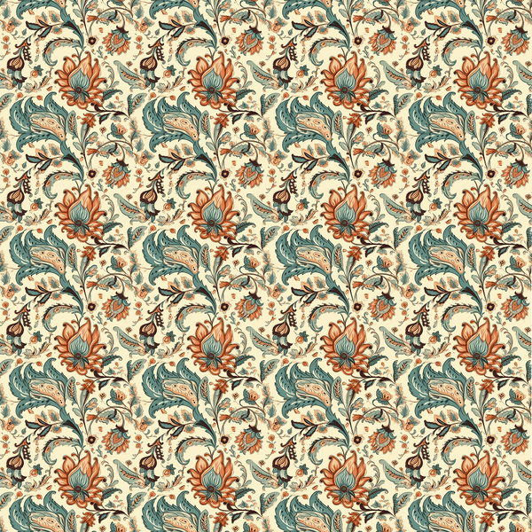 Bohemian Flowers Pattern 12 Fabric - ineedfabric.com