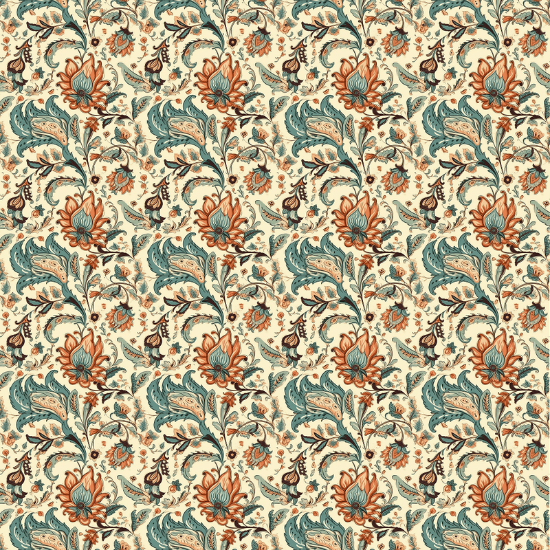 Bohemian Flowers Pattern 12 Fabric - ineedfabric.com