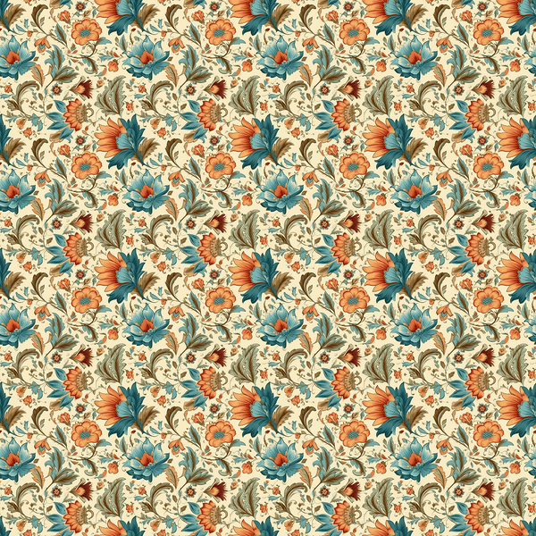 Bohemian Flowers Pattern 4 Fabric - ineedfabric.com