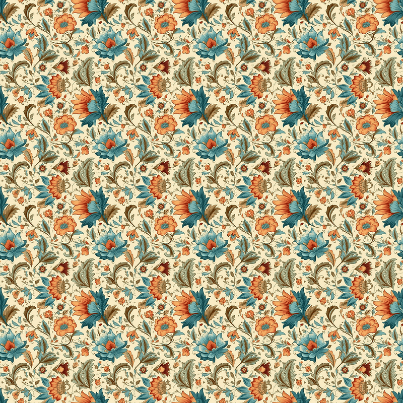 Bohemian Flowers Pattern 4 Fabric - ineedfabric.com