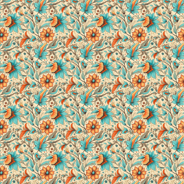 Bohemian Flowers Pattern 5 Fabric - ineedfabric.com