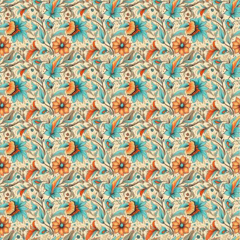 Bohemian Flowers Pattern 5 Fabric - ineedfabric.com