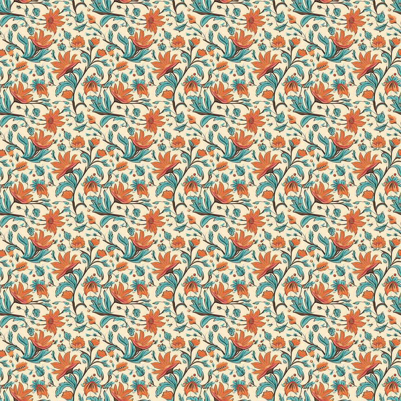 Bohemian Flowers Pattern 7 Fabric - ineedfabric.com