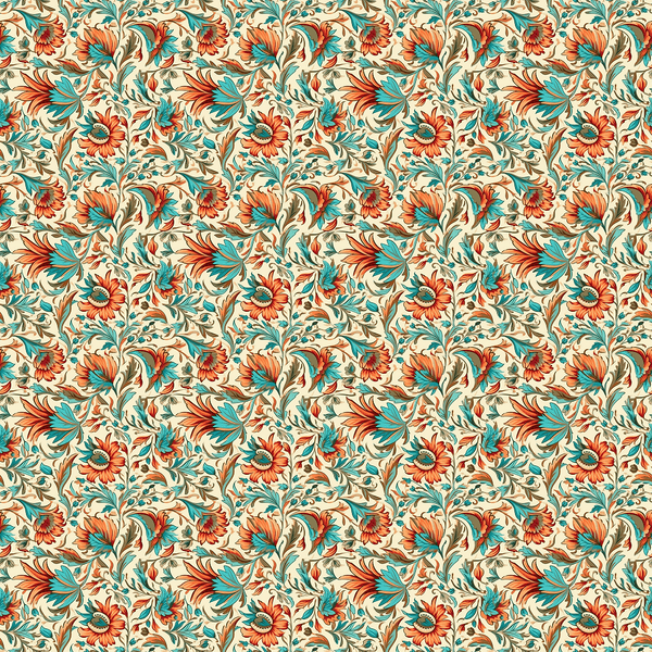 Bohemian Flowers Pattern 8 Fabric - ineedfabric.com