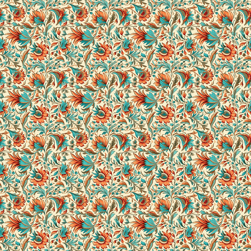 Bohemian Flowers Pattern 8 Fabric - ineedfabric.com