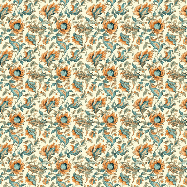 Bohemian Flowers Pattern 9 Fabric - ineedfabric.com