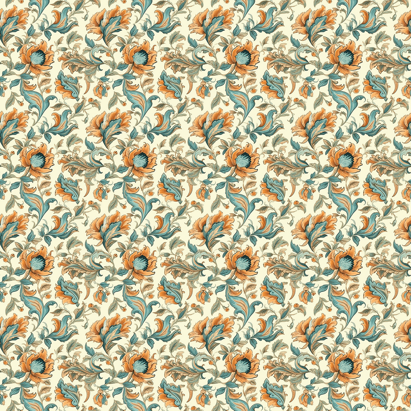 Bohemian Flowers Pattern 9 Fabric - ineedfabric.com