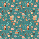 Boho Easter Folk Farm Fabric - Blue - ineedfabric.com