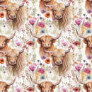 Boho Highland Cows 1 Fabric - ineedfabric.com