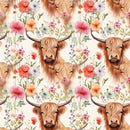 Boho Highland Cows 12 Fabric - ineedfabric.com