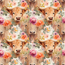Boho Highland Cows 16 Fabric - ineedfabric.com