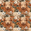 Boho Highland Cows 17 Fabric - ineedfabric.com