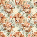 Boho Highland Cows 20 Fabric - ineedfabric.com