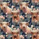 Boho Highland Cows 22 Fabric - ineedfabric.com