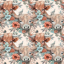 Boho Highland Cows 25 Fabric - ineedfabric.com