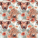 Boho Highland Cows 26 Fabric - ineedfabric.com