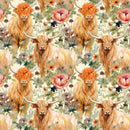 Boho Highland Cows 3 Fabric - ineedfabric.com