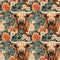 Boho Highland Cows 30 Fabric - ineedfabric.com