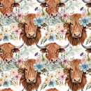 Boho Highland Cows 32 Fabric - ineedfabric.com