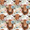Boho Highland Cows 32 Fabric - ineedfabric.com