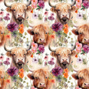 Boho Highland Cows 7 Fabric - ineedfabric.com