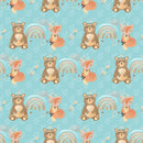 Boho Woodland Bears and Foxes Fabric - Blue - ineedfabric.com