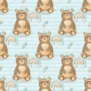 Boho Woodland Bears Fabric - Blue - ineedfabric.com