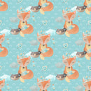 Boho Woodland Foxes Fabric - Blue - ineedfabric.com