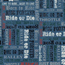 Born To Ride Fabric - Blue - ineedfabric.com