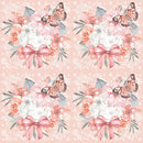 Bouquet on Lacey Floral Fabric - Coral - ineedfabric.com