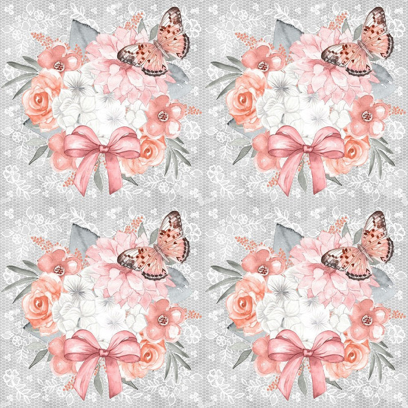 Lacey Floral fabric - Grey –