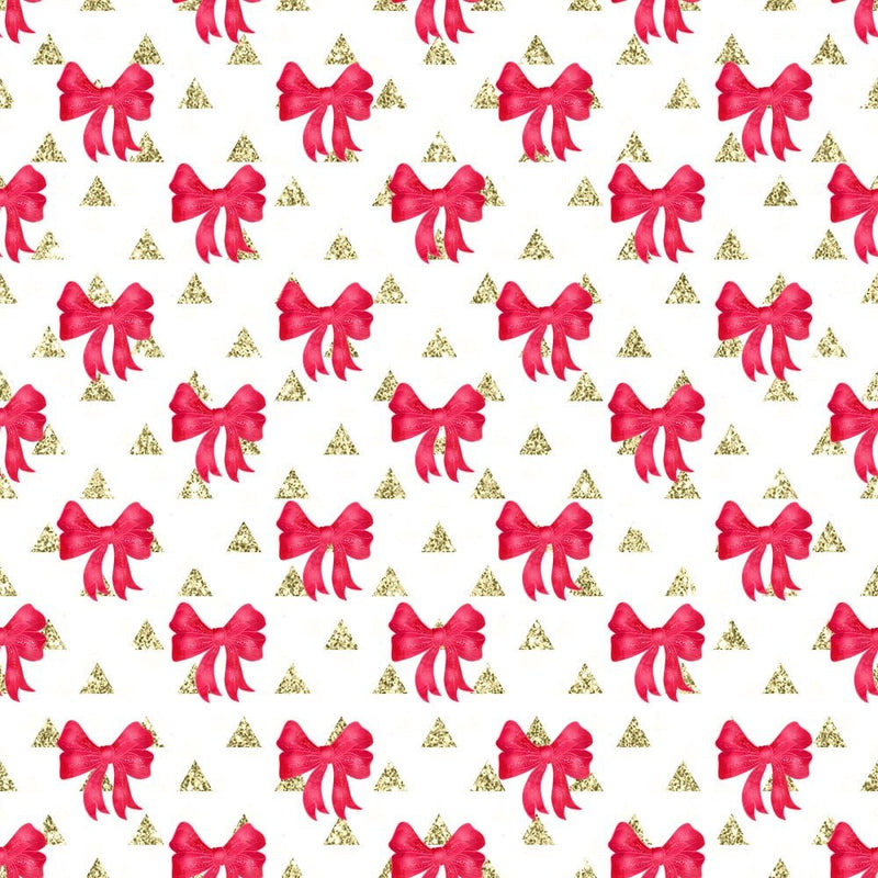 Bows & Triangles Fabric - White - ineedfabric.com