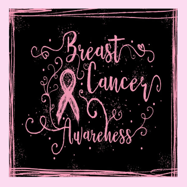 Breast Cancer Awareness Fabric Panel - Pink/Black - ineedfabric.com