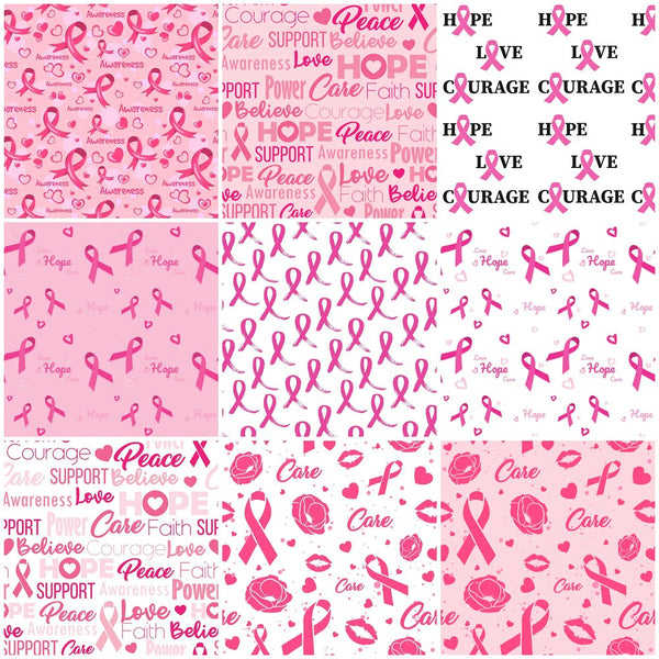 Breast Cancer Awareness Fat Quarter Bundle - 9 Pieces - ineedfabric.com