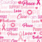 Breast Cancer Wordclouds Fabric - White - ineedfabric.com