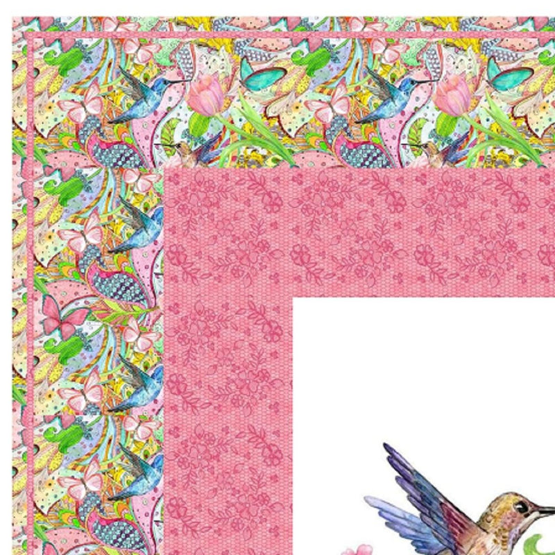 Bright Flowers and Hummingbirds Wall Hanging 42" x 42" - ineedfabric.com