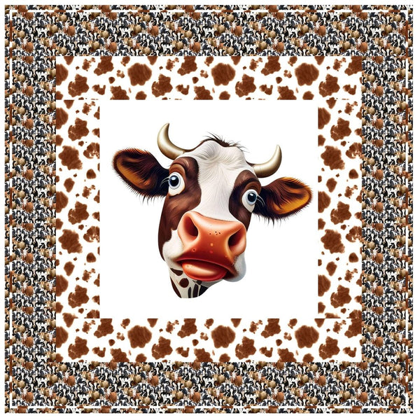 Brown Cow Funny Face Wall Hanging 42" x 42" - ineedfabric.com