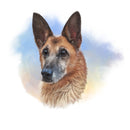 Brown German Shepherd Portrait Fabric Panel - ineedfabric.com