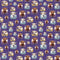 Brown & White Highland Cows & Flowers Fabric - Purple - ineedfabric.com