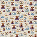 Brown & White Highland Cows & Flowers Fabric - Tan - ineedfabric.com