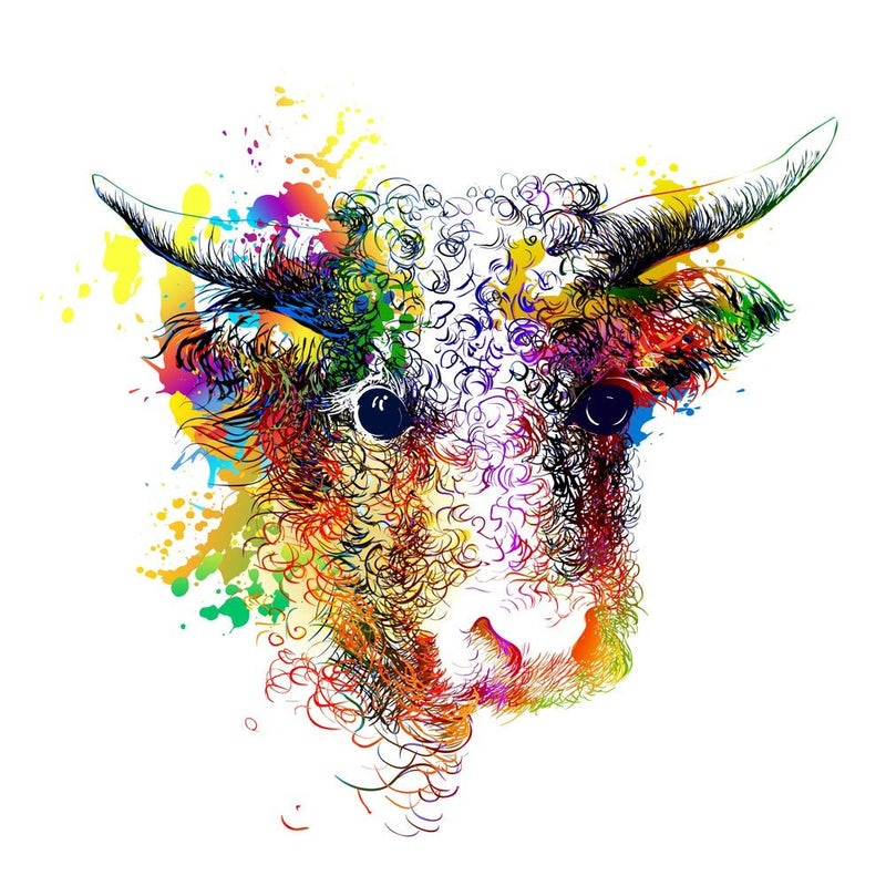 Bull Head Ink Drawing Fabric Panel - ineedfabric.com