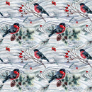 Bullfinch on a Branch Fabric - Gray - ineedfabric.com