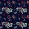Bullfinch on a Branch Fabric - Navy Blue - ineedfabric.com