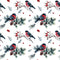 Bullfinch on a Branch Fabric - White - ineedfabric.com