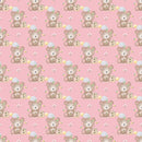 Bumble Bee Bear and Clouds Fabric - Pink - ineedfabric.com