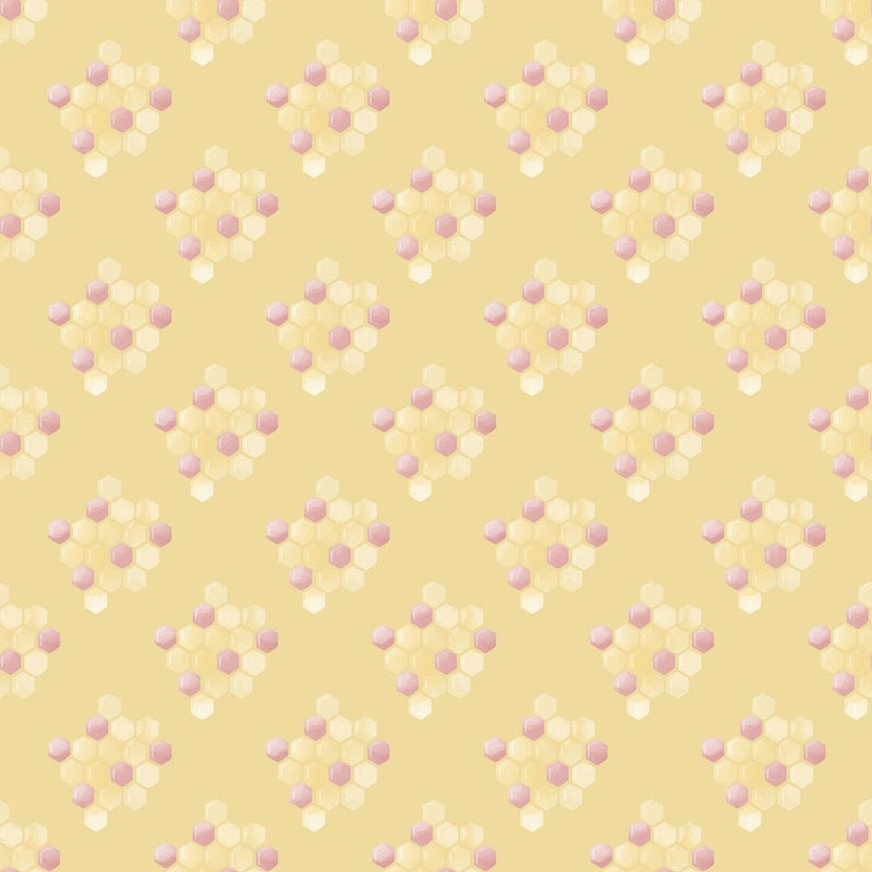 Bumble Bee Bear Honeycombs Fabric - Yellow - ineedfabric.com