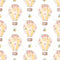 Bumble Bee Bear Hot Air Balloons Fabric - White - ineedfabric.com